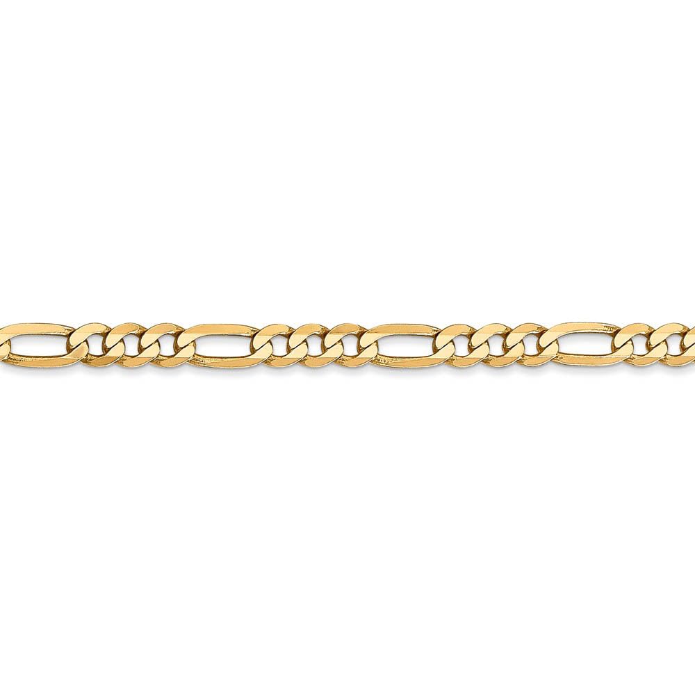 The Black Bow 4mm 14k Yellow Gold Solid Flat Figaro Chain Necklace for Women, Men, Everyday Wear, Gifts, and Special Occasions