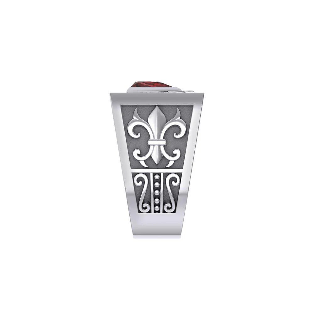 Fleur de Lis Silver Signet Men's Ring - Sterling Silver Pinky Ring for Men - Elegant Jewelry Gift for Him - Perfect for Weddings, Promotions & Everyday Wear