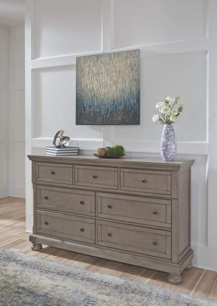Signature Design by Ashley Lettner 7-Drawer Dresser - Modern Traditional Bedroom Furniture, Light Gray Finish for Master Bedroom or Guest Room Storage