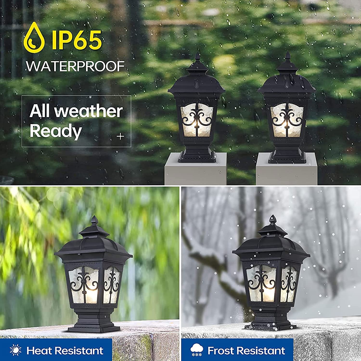 Modern Outdoor Pillar Lights - E26 Aluminum Column Post Lights with Seeded Glass, Waterproof Exterior Lighting for House, Garden, Backyard & Patio | Durable Landscape Lighting for Pathways, Driveways & Outdoor Decor