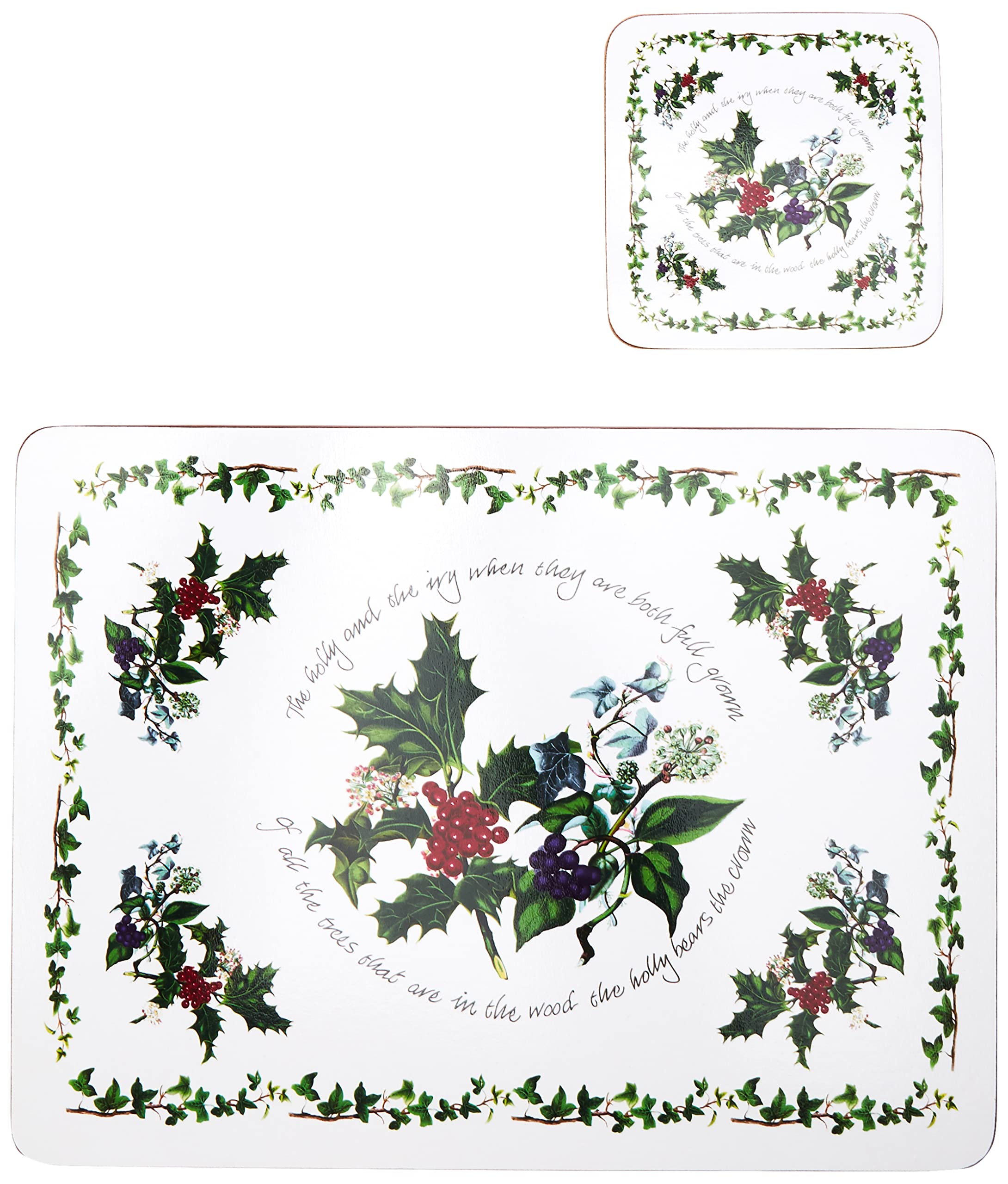 Portmeirion Holly & Ivy Christmas Placemats Set - 6 Small Size (12
