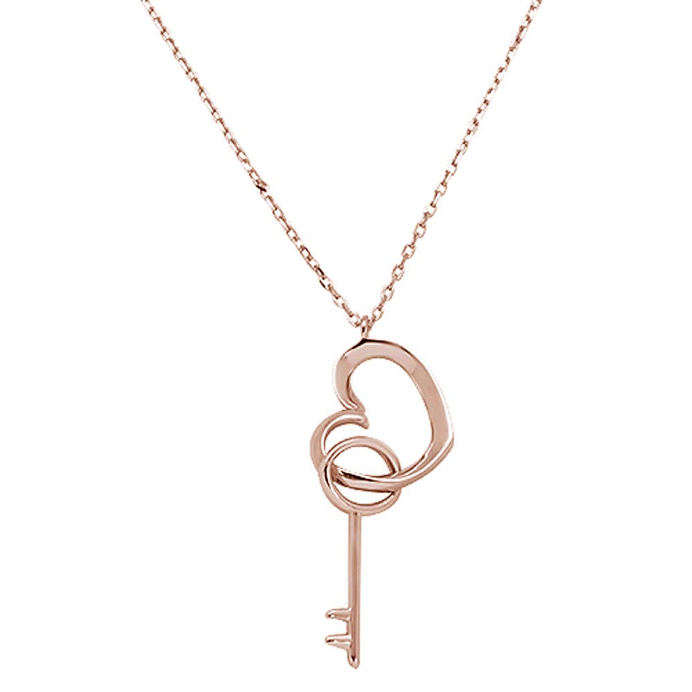 Sterling Silver Heart & Key Necklace with 16