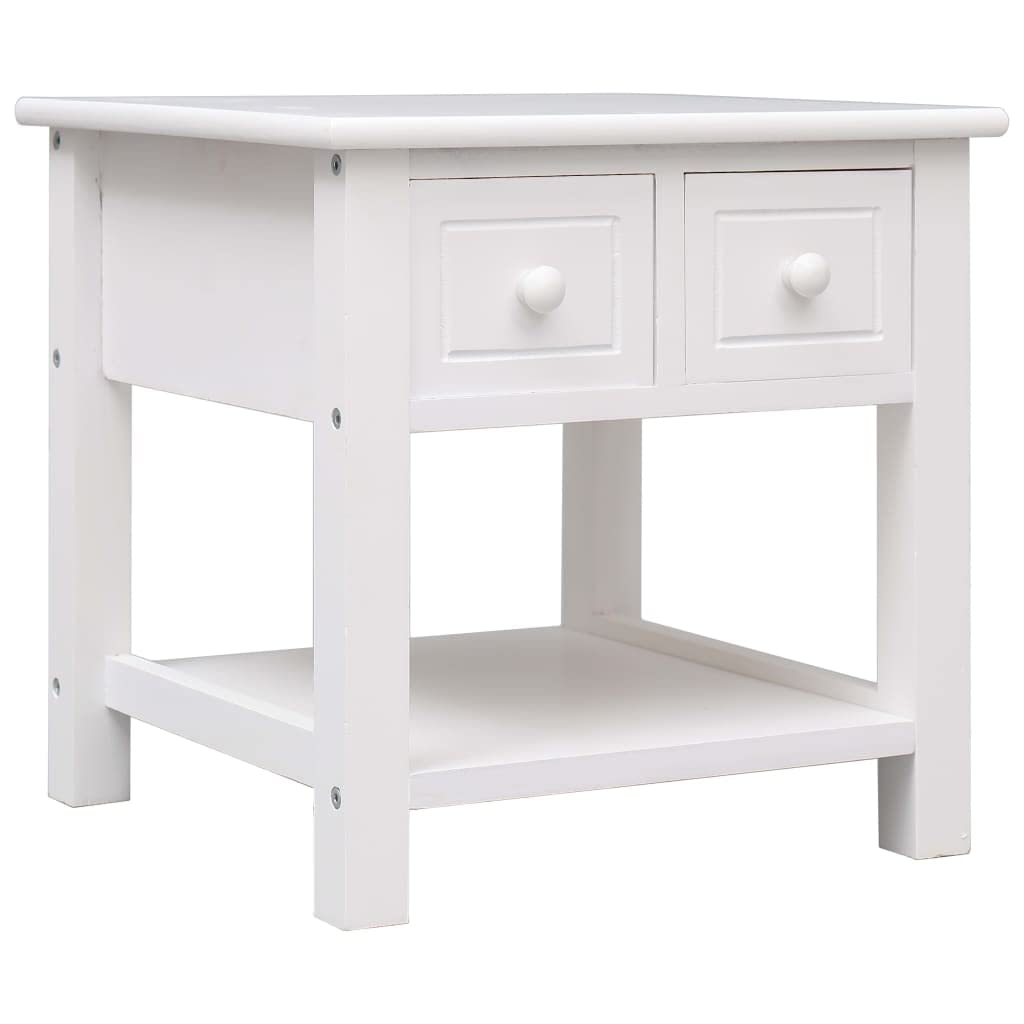 Vintage Wooden End Table with 2 Drawers & Bottom Shelf - Antique Style Sofa Side Table, Nightstand for Living Room, Bedroom - Easy Assembly Paulownia Wood 15.7