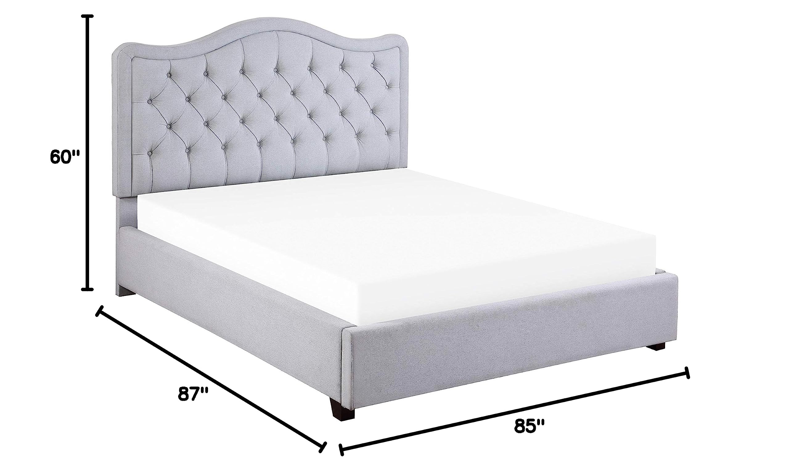 Lexicon Blayden Upholstered King Size Platform Bed Frame with Headboard - Modern Gray Fabric Bedroom Furniture for Master Bedroom & Guest Room