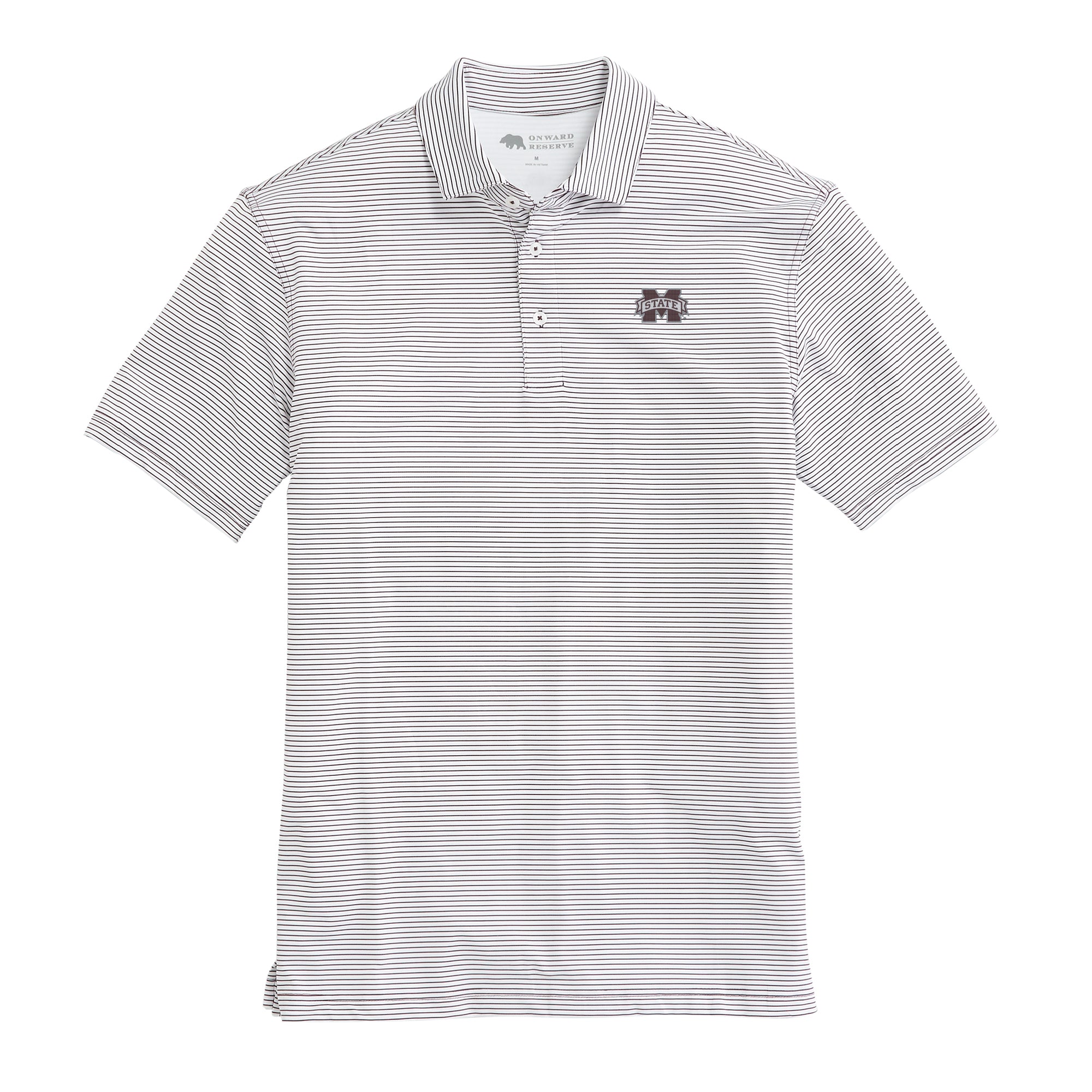 Mississippi State Birdie Stripe Polo Shirt for Men - Comfortable Cotton Golf Polo with Stylish Stripes - Perfect for Golf, Casual Wear, and Outdoor Activities