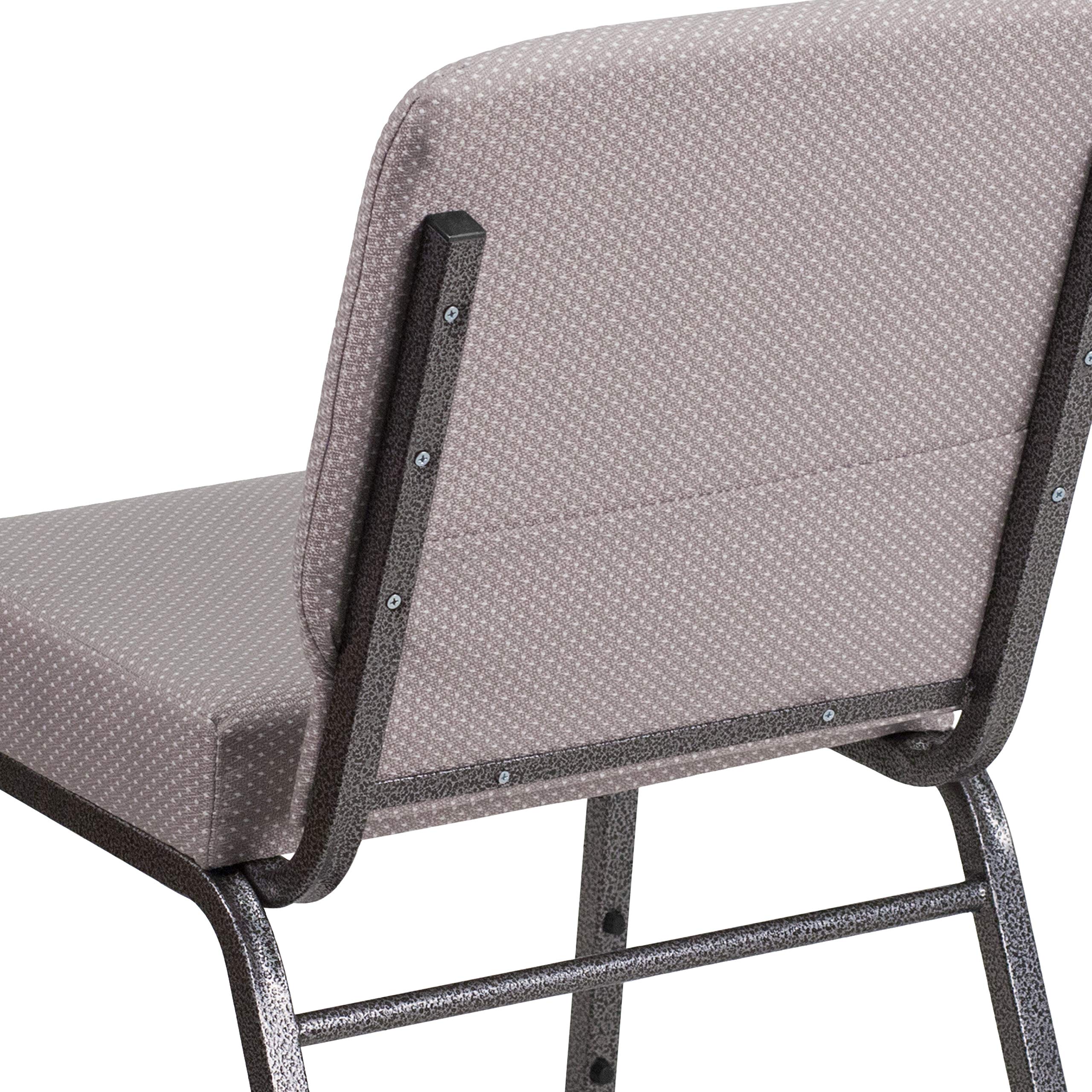 EMMA & OLIVER 21 Inch Wide Gray Dot Fabric Church Chair with Silver Vein Frame - Comfortable Padded Seat for Worship Services, Weddings & Events