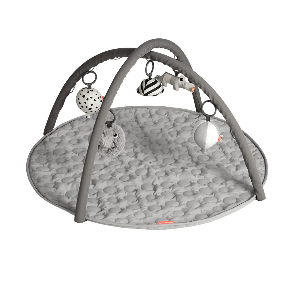 Done by Deer Activity Play Mat - Soft Grey Baby Playmat for Tummy Time & Crawling - Non-Slip Nursery Floor Mat for Infants & Toddlers - Perfect for Daycare, Playroom & Home Use