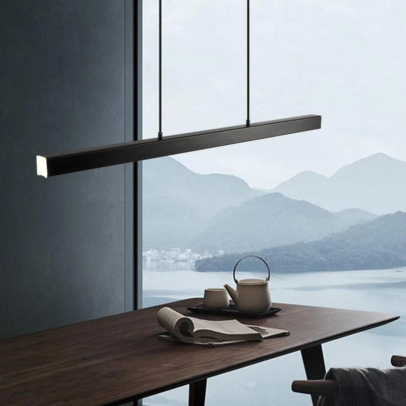 Modern Rectangular Metal Pendant Light for Dining Room - Sleek Hanging Chandelier for Kitchen Island, Breakfast Nook & Contemporary Home Decor