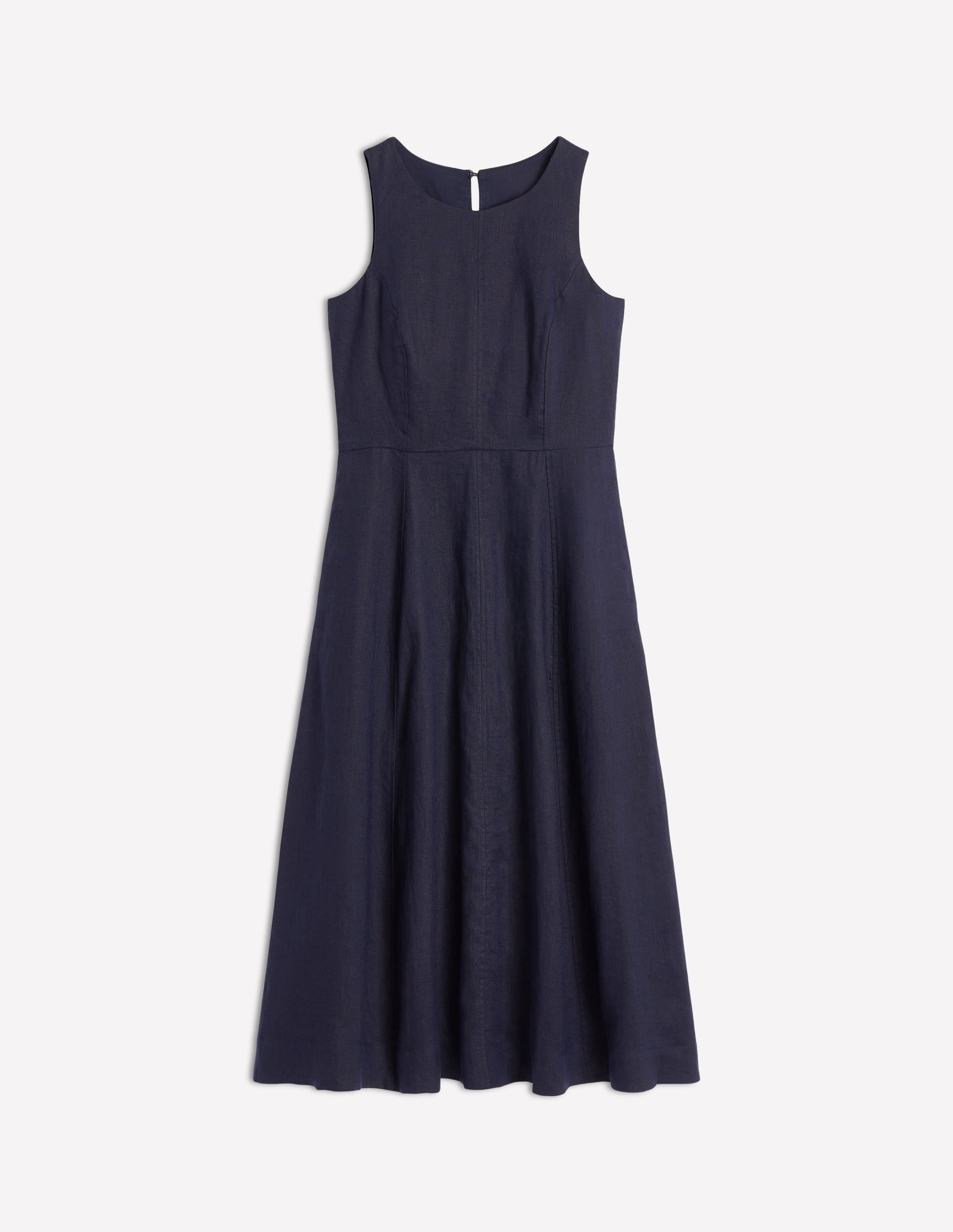 Carla Linen Midi Dress for Women - Navy Blue Summer Casual Dress - Perfect for Beach Vacations, Brunch Dates & Office Wear