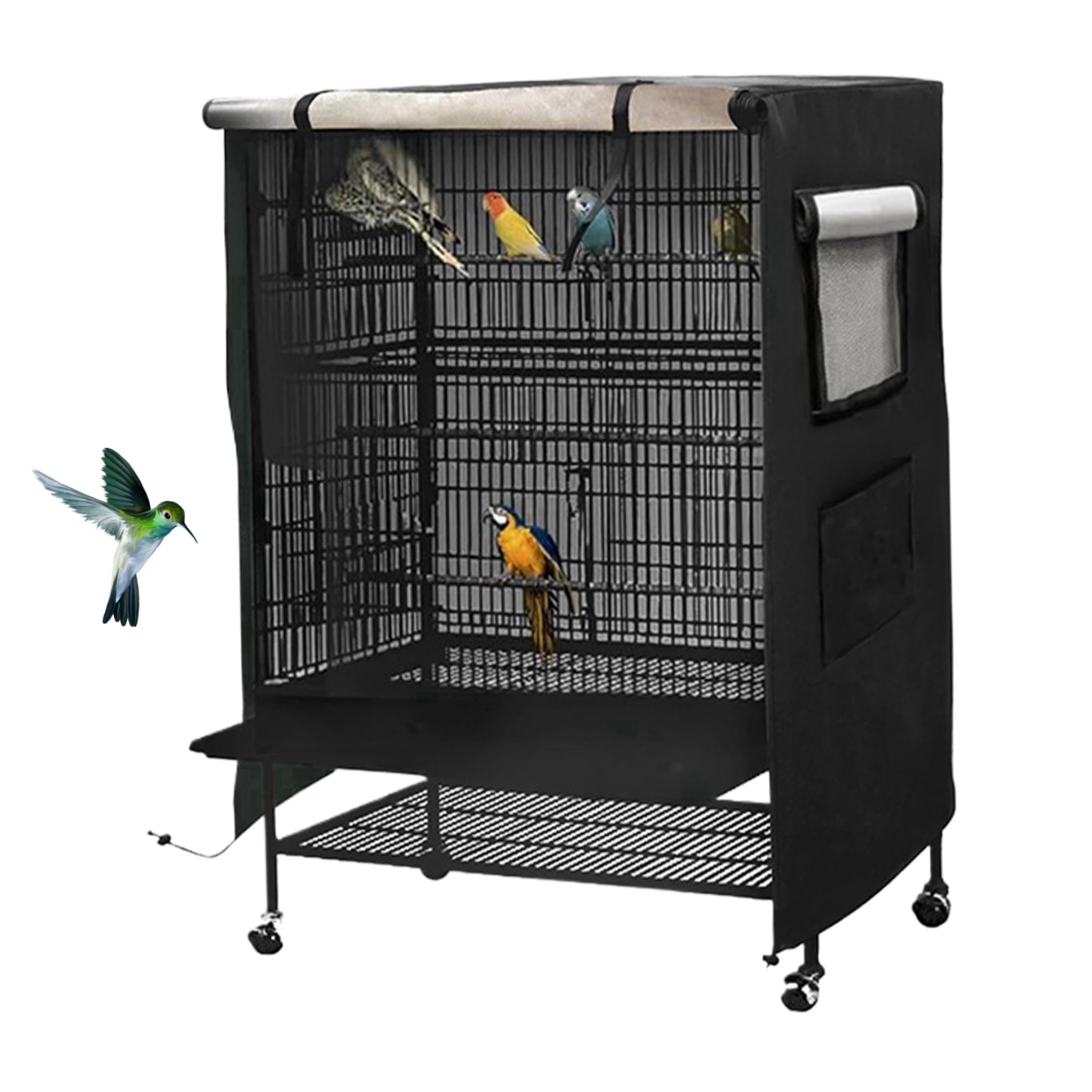 210D Waterproof Universal Bird Cage Cover 38x23.6x51 Inch - Blackout & Breathable for Birds, Critters, Cats & Small Animals - Night Privacy & Comfort - Perfect for Indoor/Outdoor Use, Travel & Stress Reduction