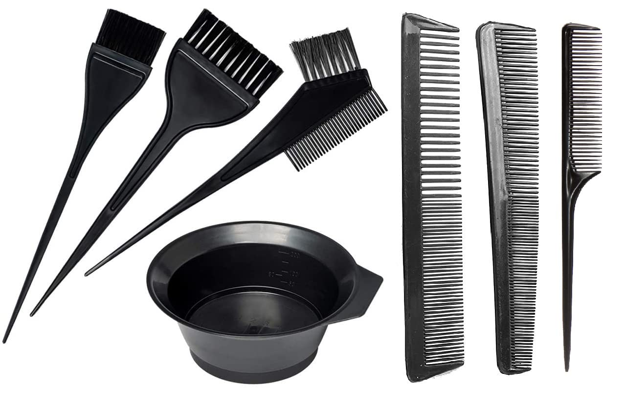 E-DUNIA® Professional Hair Dye Brush & Bowl Set - 3 Piece Hair Coloring Kit with 4 Mixing Bowls - Perfect for Salon & At-Home Hair Coloring