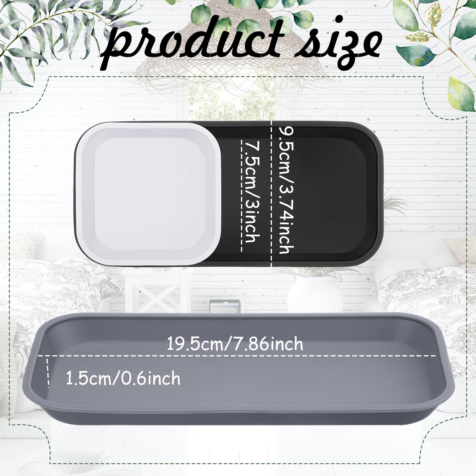 6-Piece Silicone Bathroom Vanity Trays Set - Multifunctional Counter Organizer for Bathroom, Kitchen & Desk - Decorative Storage in Black, White & Gray - Perfect for Makeup, Jewelry & Essentials