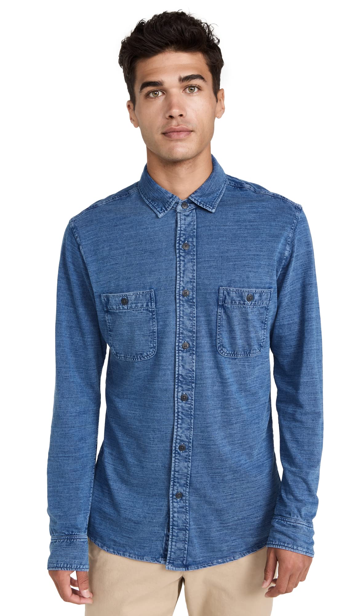 Faherty Men's Soft Breathable Knit Shirt - Lightweight Long Sleeve Casual Button Down for Fall & Winter | Perfect for Office, Travel & Outdoor Activities