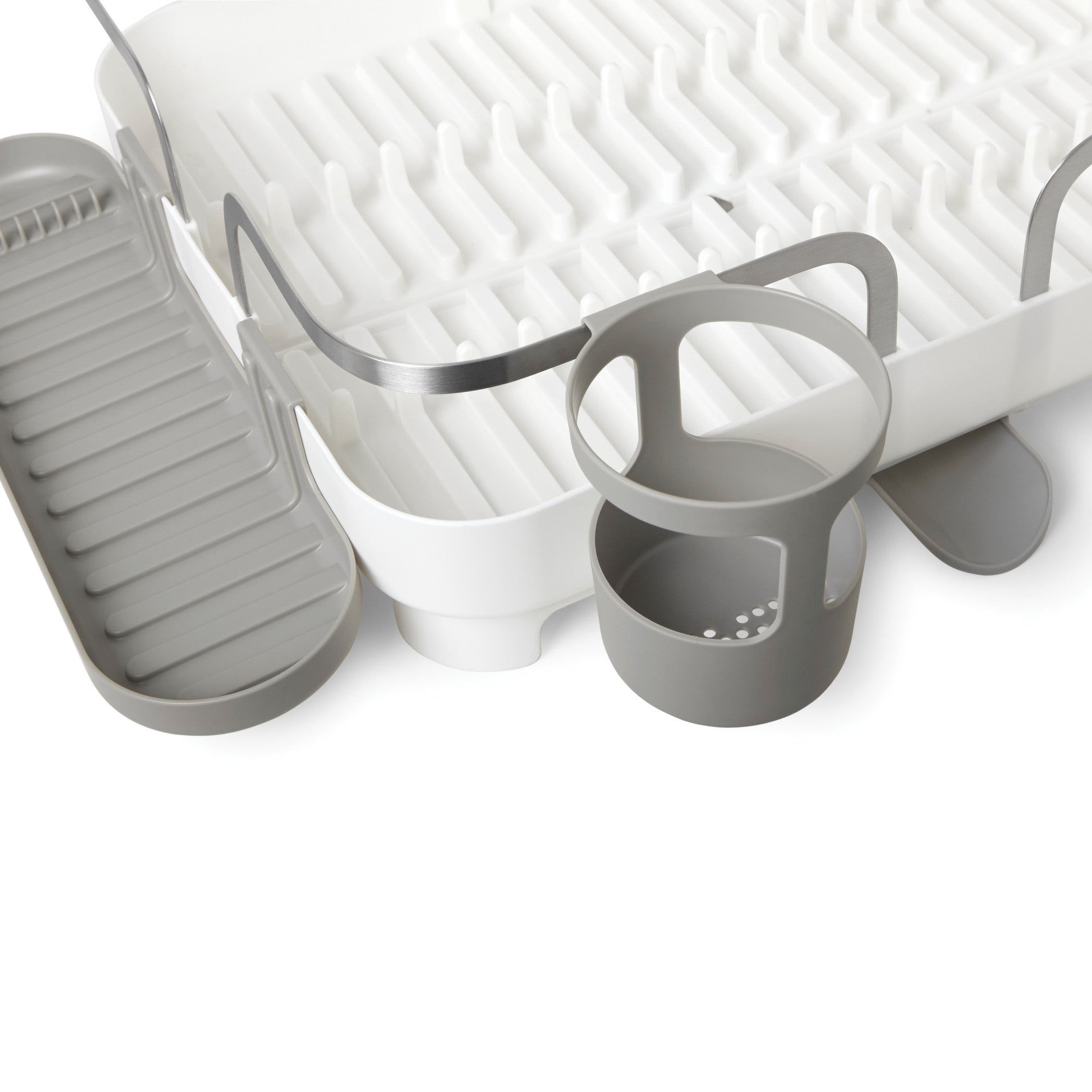 Stainless Steel Dish Drying Rack with Knife Holder & Utensil Storage - Space Saving Kitchen Organizer for Countertop, Sink, or Cabinet - Perfect for Small Apartments & RVs
