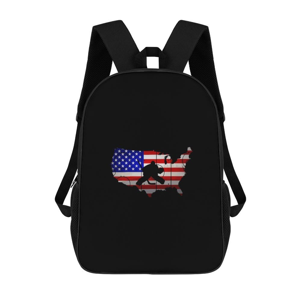 IOEDTHBJ 17 Inch Hockey American Flag Backpack - 3D Printed Laptop Bag for School & Travel - Durable Computer Backpack for Men & Women - Perfect for Work, College & Outdoor Adventures