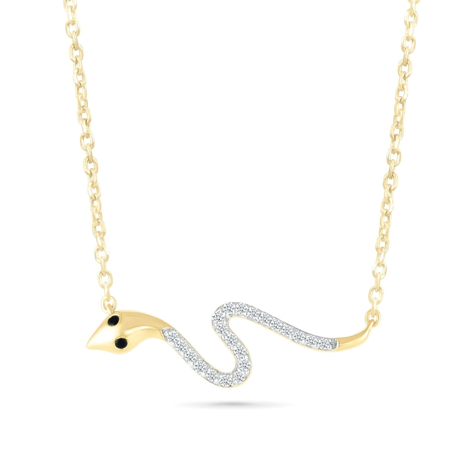 10k Solid Yellow Gold Diamond Snake Necklace - Elegant & Unique Jewelry for Women, Perfect for Parties, Weddings & Special Occasions