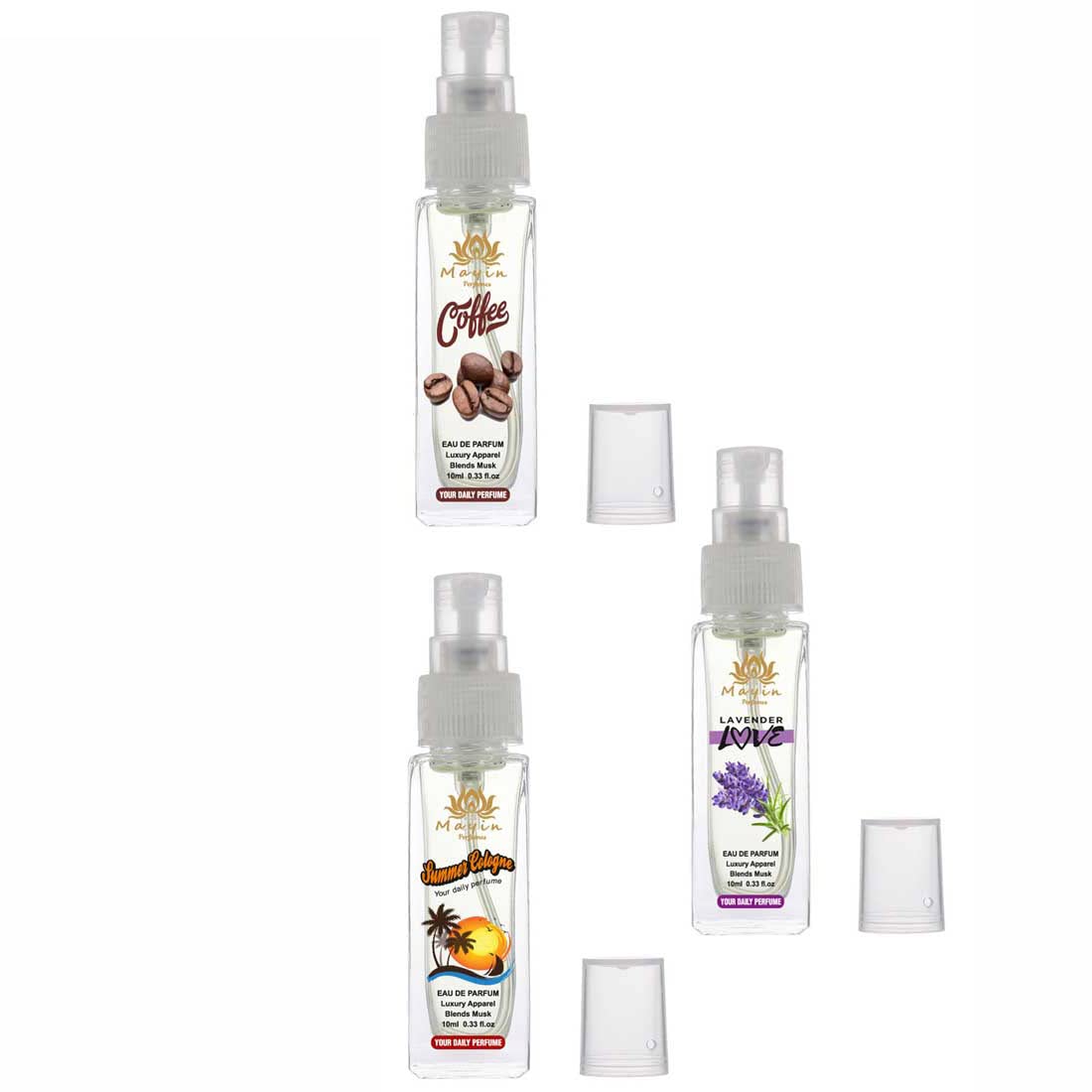 Mayin Coffee Lavender Love Summer Cologne Eau De Parfum & Pocket Perfume Set for Women - 3x30ml Floral Fragrance Gift Set | Perfect for Date Night, Office Wear & Travel