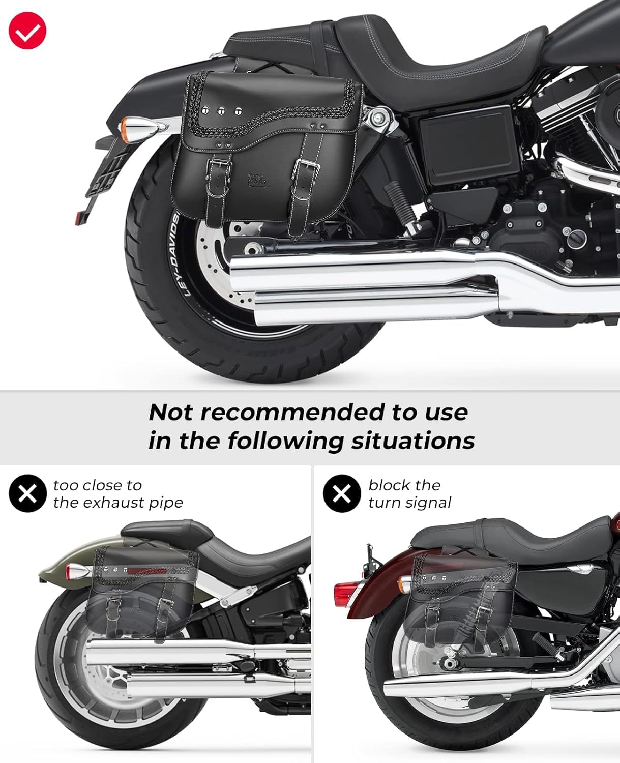 KEMIMOTO Upgraded 30L Motorcycle Saddlebags - Anti-Scalding PU Leather Luggage Side Bags for Harley Sportster, Softail, Dyna & Honda Shadow, V-Star | Waterproof Storage for Road Trips & Daily Commuting