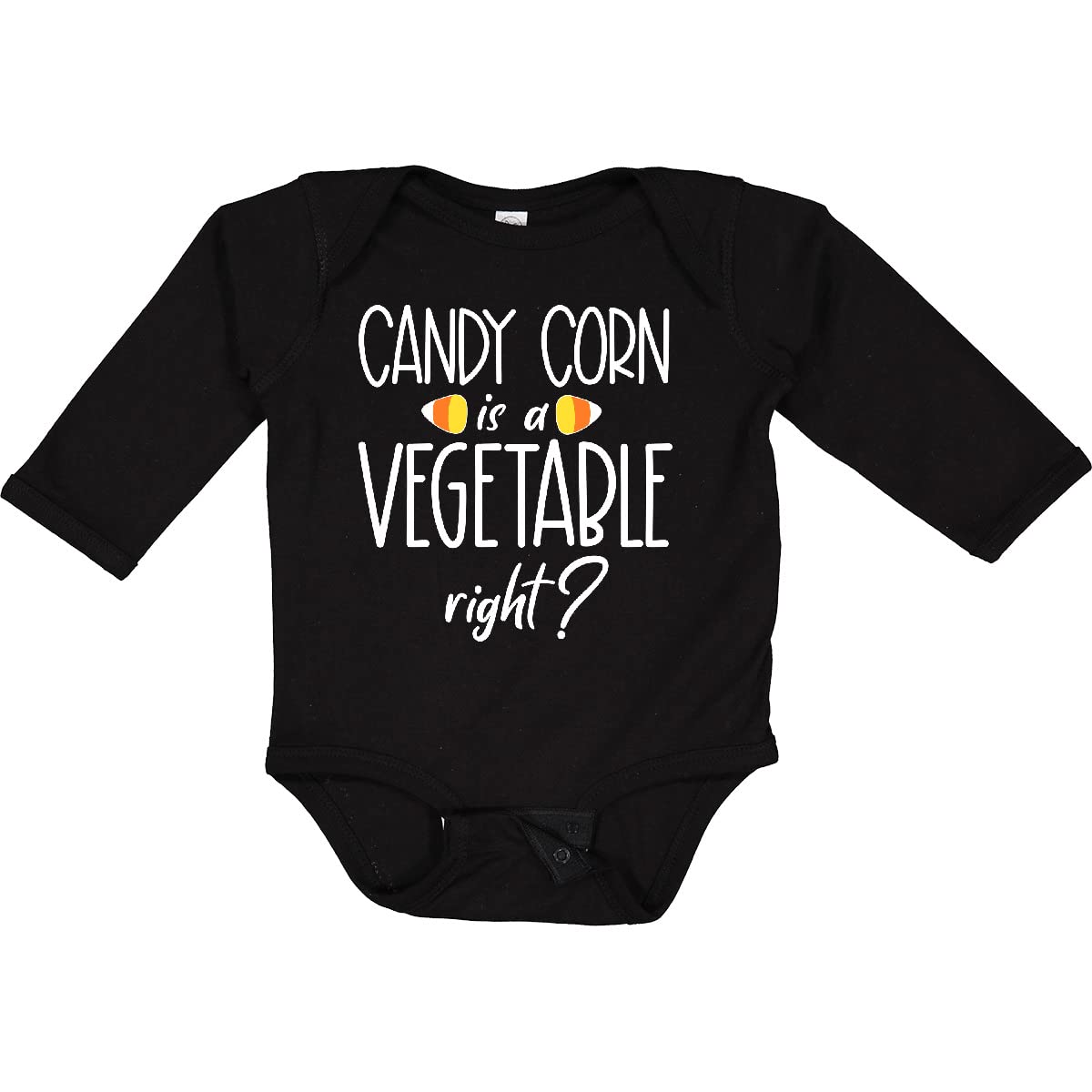 Inktastic Halloween Candy Corn is a Vegetable, Right? Funny Long Sleeve Baby Bodysuit - Perfect for Halloween Costumes, Fall Festivals & Cute Photo Shoots