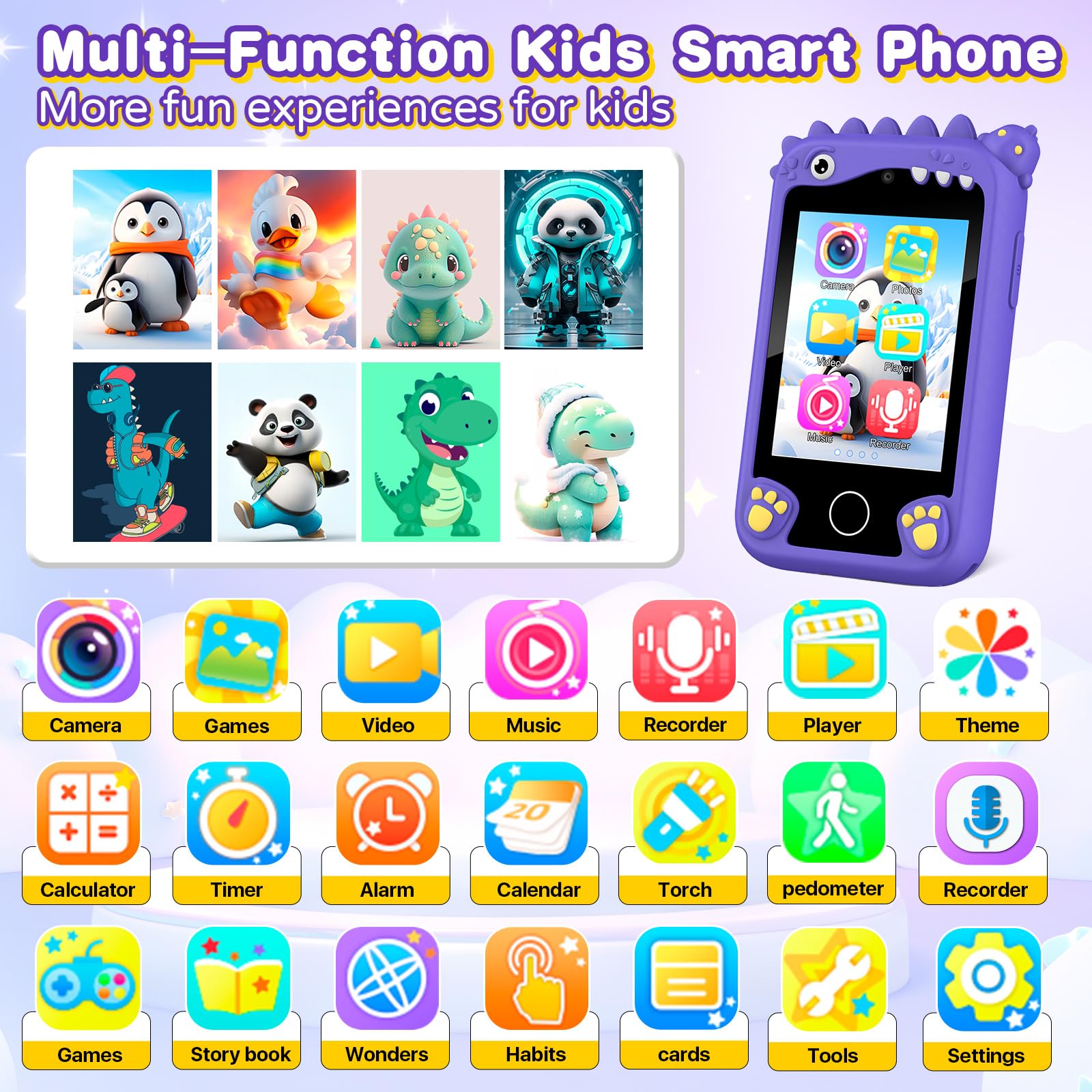 Best Kids Smart Phone Toy for Boys & Girls Ages 3-8 - Touchscreen Learning Phone with Camera, Music & Games - Perfect Birthday Gift for Toddlers & Preschoolers - Pretend Play, Early Education & Travel Entertainment