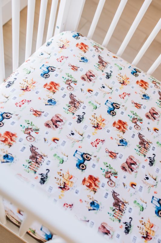 Organic Cotton Pasture Bedtime Crib Sheet - Breathable Soft Baby Crib Fitted Sheet for Nursery, Toddler & Infant Bedding - Perfect for Daycare, Home Nursery & Travel Cribs