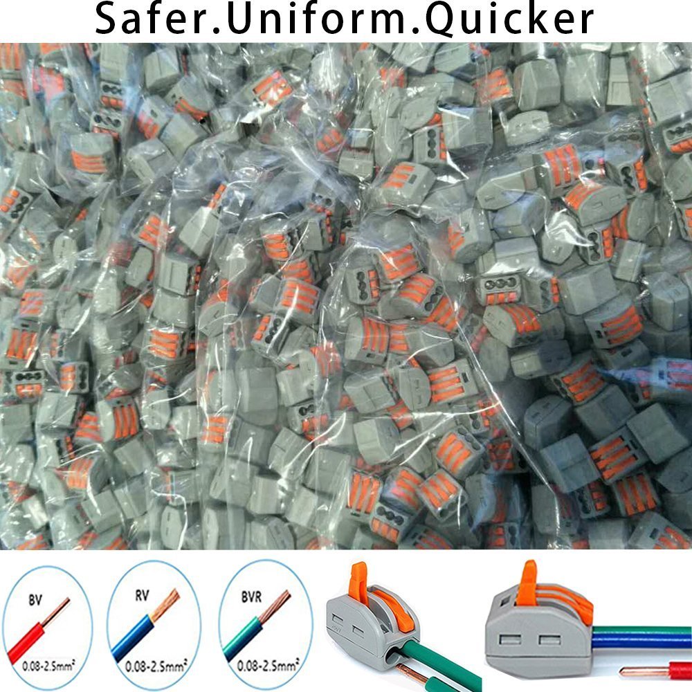 90 PCS Lever Wire Connectors Kit - Compact Splicing Electrical Terminals for Fast Connection (2/3/5 Conductor Assortment, 28-12 AWG) - Ideal for Home Wiring, DIY Electrical Projects & Automotive Repairs