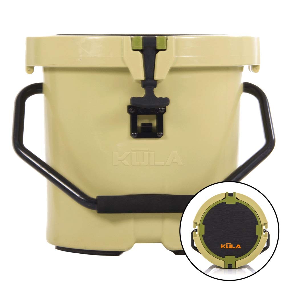 Bote Kula 5.0 Insulated 5 Gallon Hard Cooler - Gatorshell Tough Construction with Carry Handle & Bottle Opener - Bucket Style Cooler with Rubber Mat Lid (Doubles as Seat) - Perfect for Camping, Fishing, Beach & Outdoor Adventures
