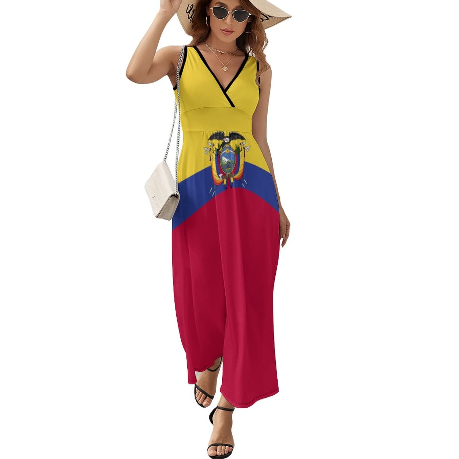 2023 Women's Summer Dresses - Ecuador Flag Print Casual Loose Beach Dress | Flowy Vacation Outfit for Tropical Getaways & Poolside Relaxation
