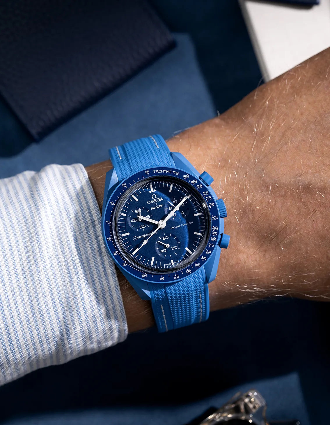 Premium Curved Vertech Rubber Watch Strap - Neptune Blue | Durable & Comfortable for Swimming, Diving & Outdoor Activities
