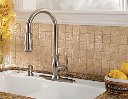 Pfister GT529-TMC Hanover 1-Handle Pull-Down Kitchen Faucet with Soap Dispenser in Chrome Finish - Perfect for Modern Kitchens and Easy Dishwashing