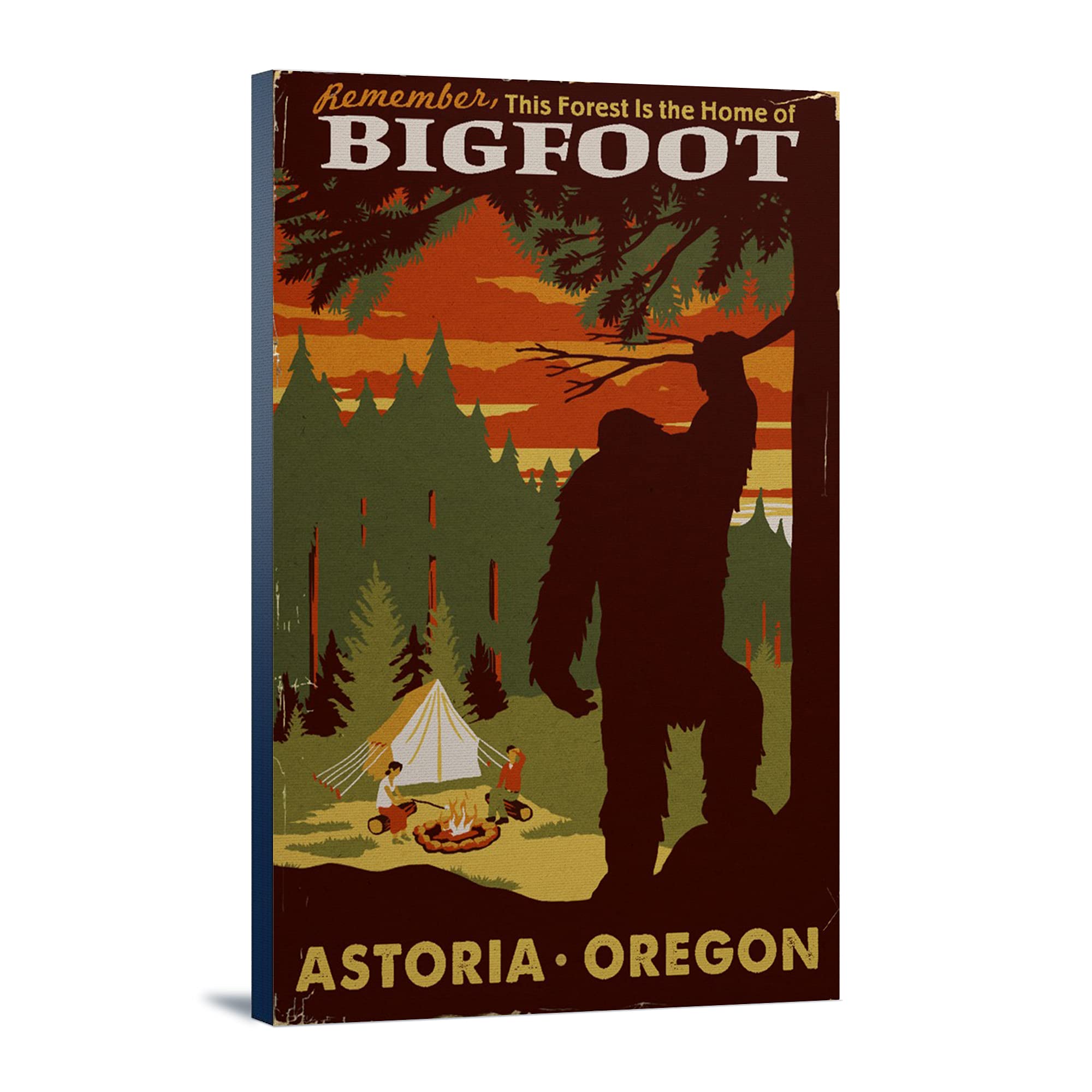 Lantern Press Astoria Oregon Bigfoot Wall Art - 16x24 Wrapped Canvas Print for Home & Office Decor - Perfect for Living Room, Bedroom or Gift