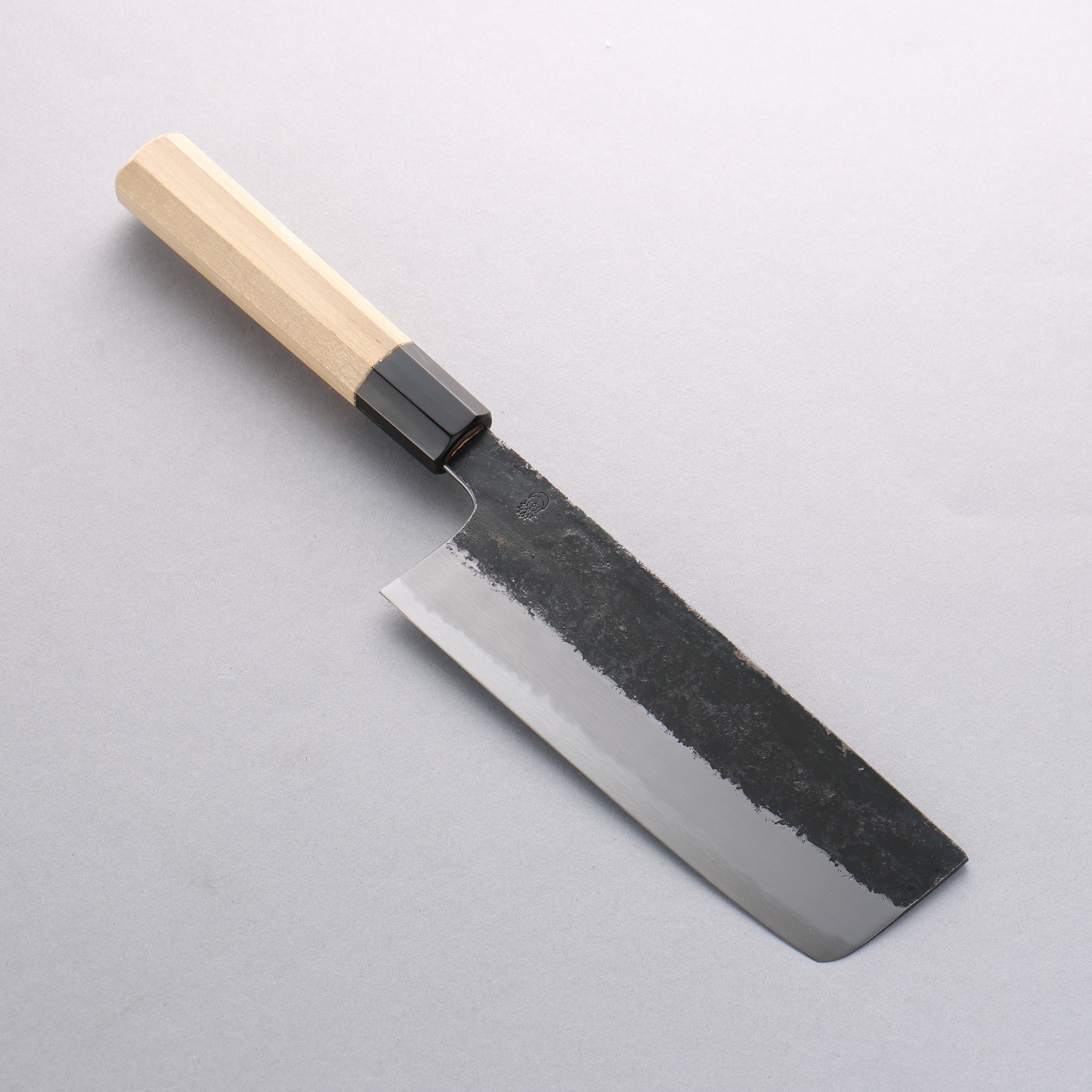 Premium Kikuzuki White Steel No.2 Black Nakiri Knife 180mm - Japanese Magnolia Wood Handle - Professional Chef's Vegetable Chopper for Home Cooking & Sushi Preparation