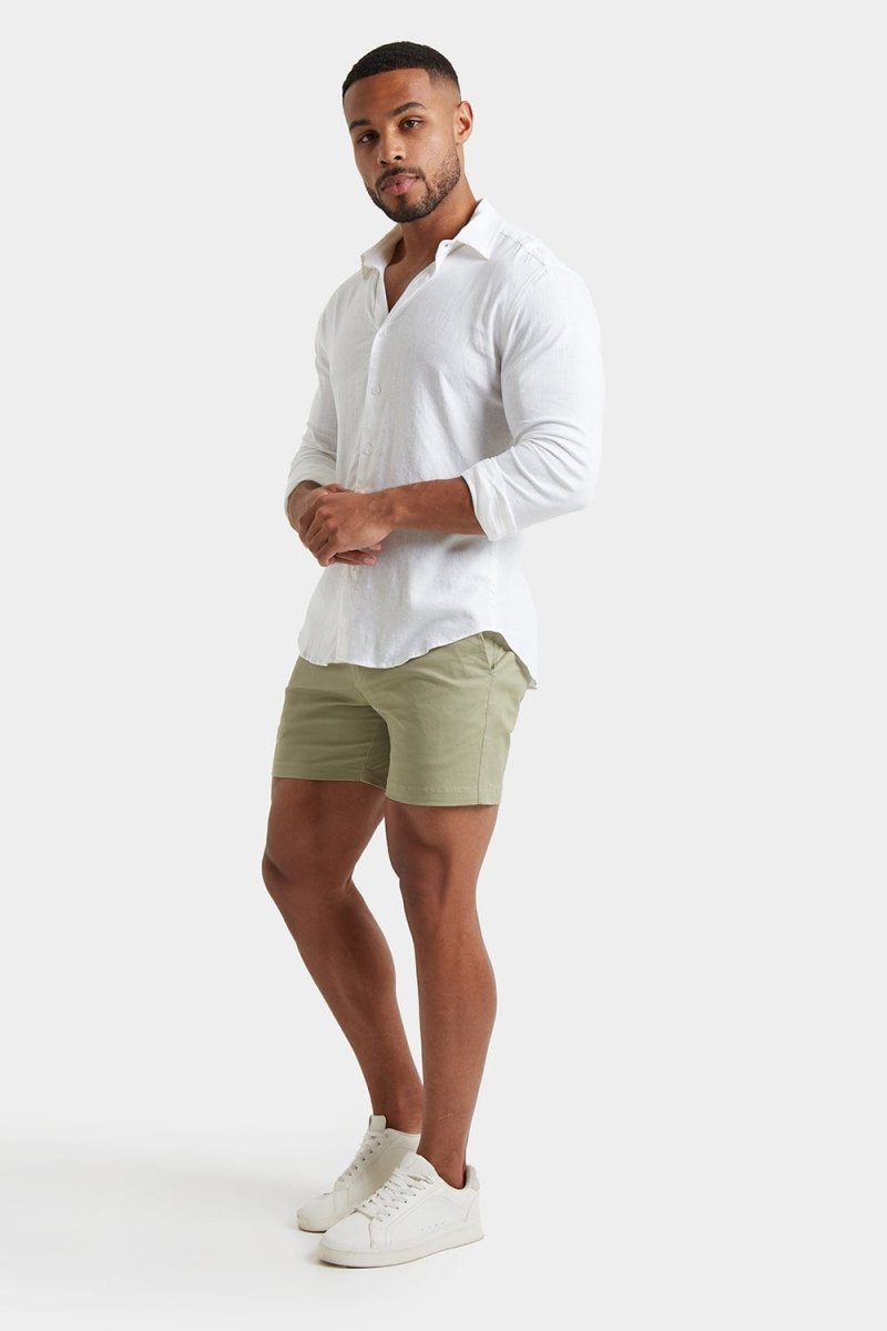Men's Athletic Fit 5-Inch Chino Shorts in Sage Green - Perfect for Gym, Running & Casual Wear