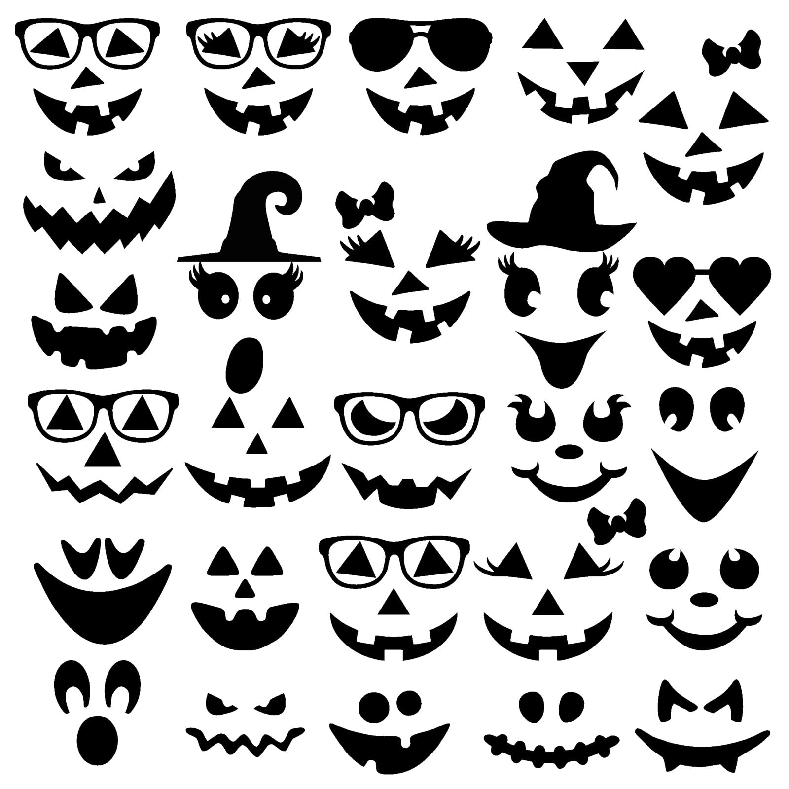 Halloween Pumpkin Face Stickers - Cute & Scary Vinyl Decals for Pumpkins, Glass Jars - DIY Halloween Party Decorations & Crafts - Perfect for Pumpkin Carving, Window Decor, and Halloween Party Supplies
