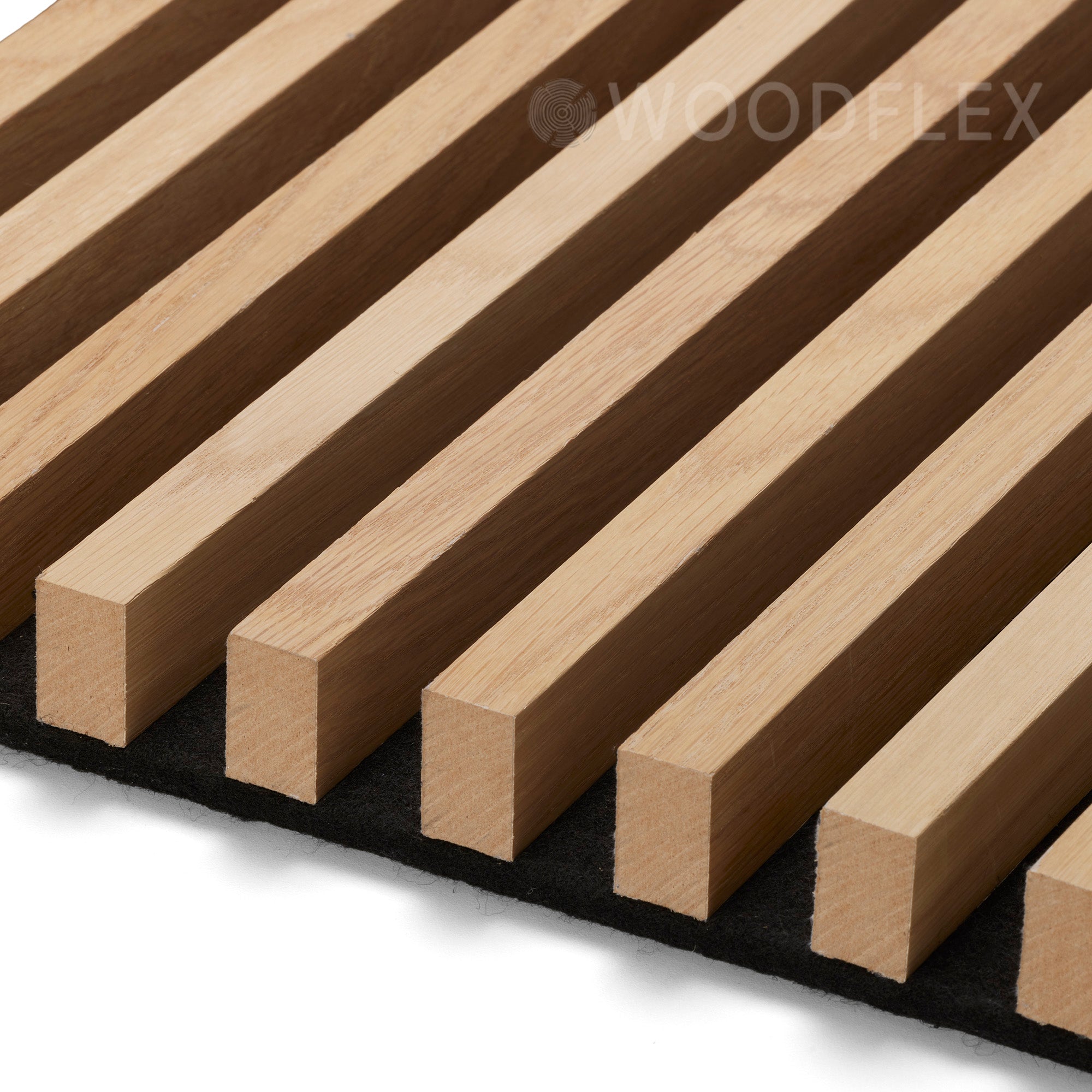 WOODFLEX Flexible Acoustic Battened Wood Slat Panel - 3-Sided Full Wrap Oak Veneer - 2700mm x 600mm - Soundproof Wall Paneling for Home Theater, Office & Studio