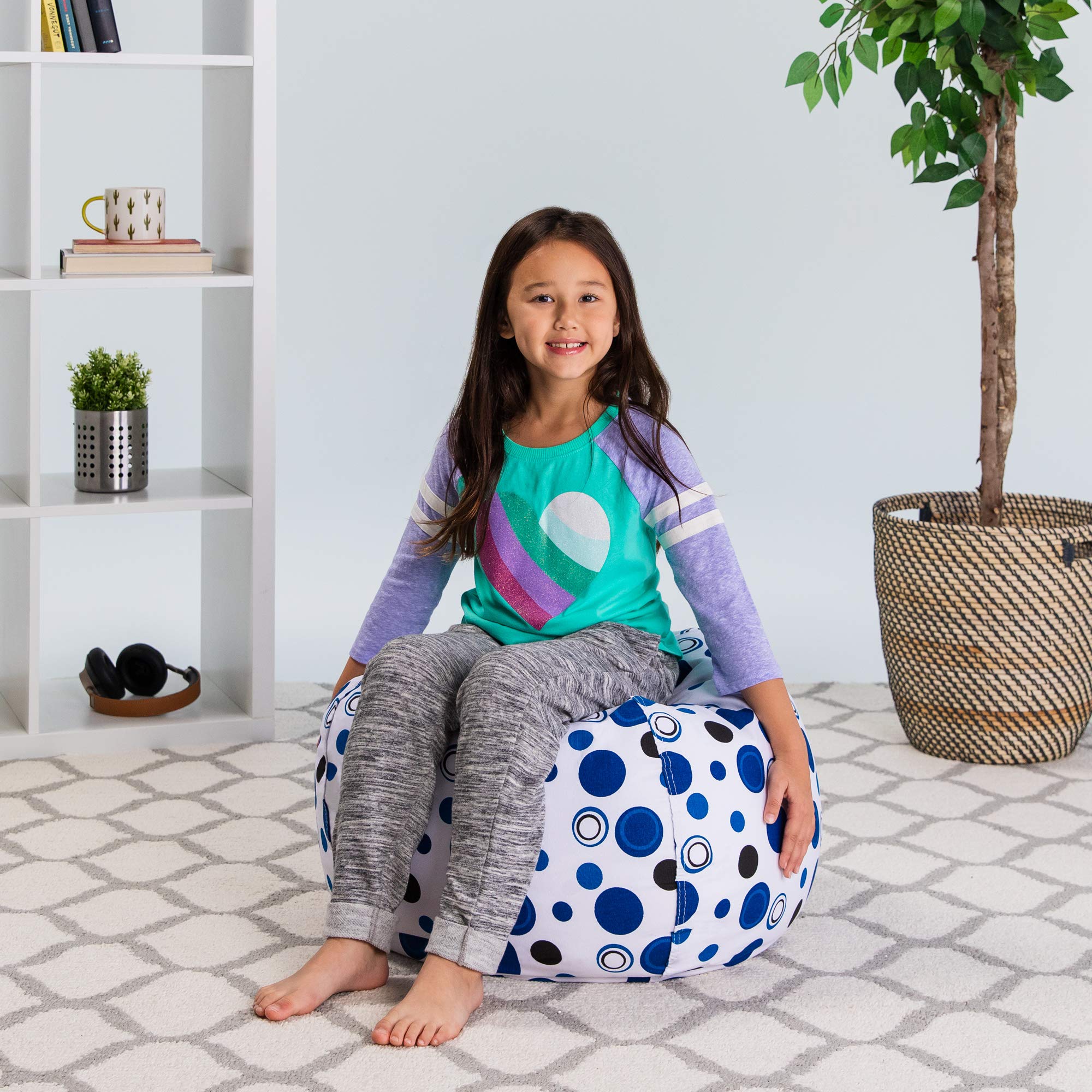 Posh Kids Stuffed Animal Storage Bean Bag Chair Cover - Toy Organizer for Children, Medium 27