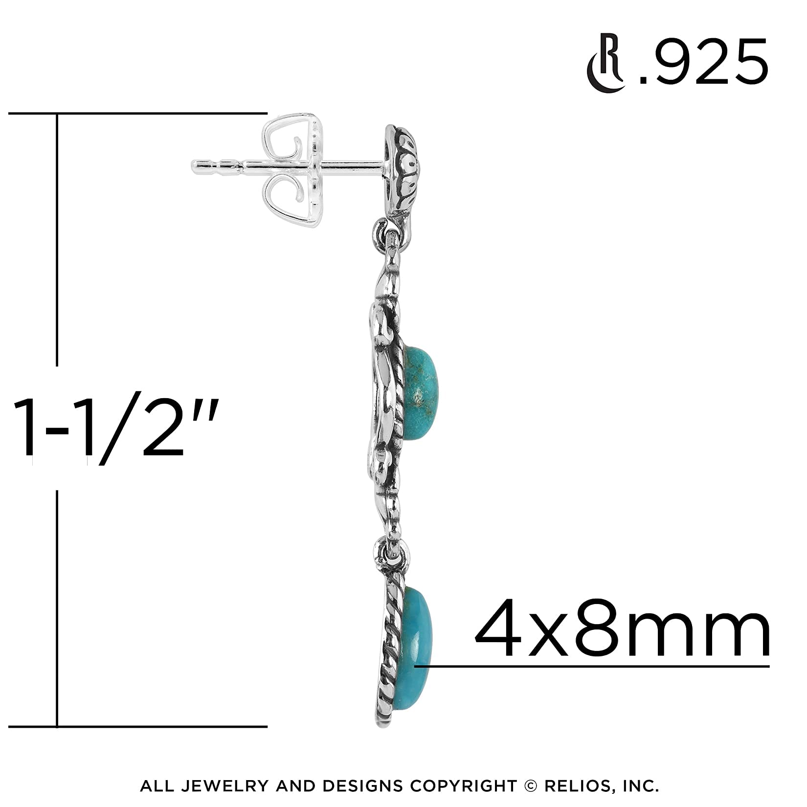 American West Jewelry Sterling Silver Women’s Drop & Dangle Earrings with Gemstone & Floral Design - Perfect for Weddings, Parties & Everyday Elegance