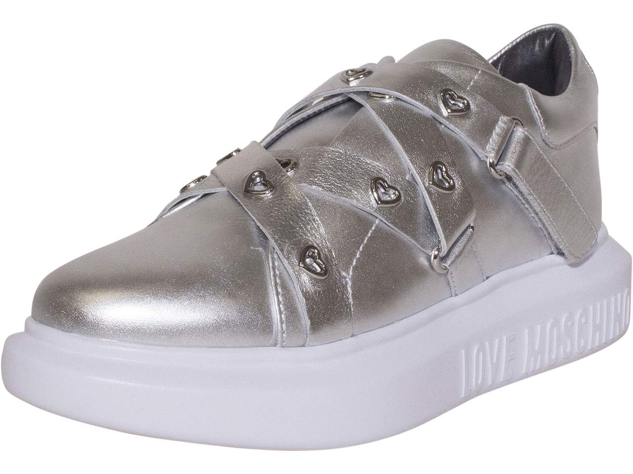 Love Moschino Women's Calfskin Heart Eyelets Sneakers - Stylish Casual Shoes for Women | Perfect for Everyday Wear, Dating & Street Fashion