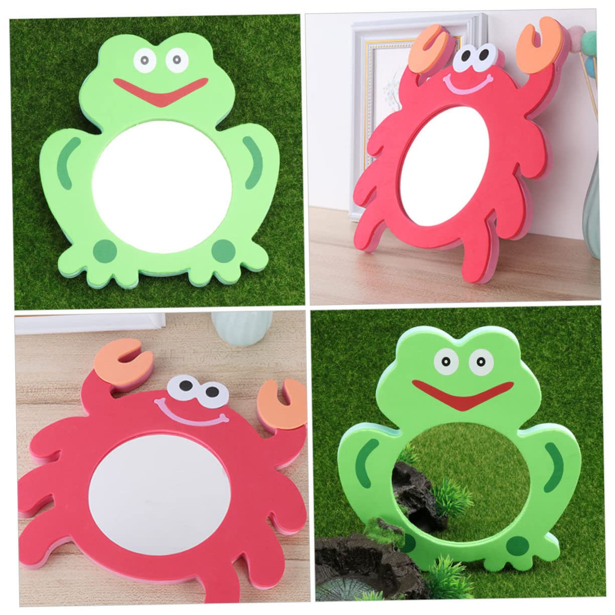 HEMOTON 20-Piece EVA Cartoon Baby Mirror Toys - Safe Bath Toys for Infants, Crab-Shaped Waterproof Mirror for Sensory Play (Perfect for Bathtime Fun & Early Childhood Development)