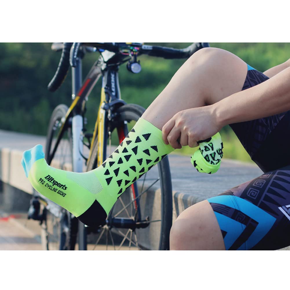 Cycling Socks Pro for Men & Women - Breathable Bike Riding Socks for XC, MTB, BMX Sports (Black, Pink, White, Green, Yellow) - Perfect for Road Cycling, Mountain Biking & Indoor Training