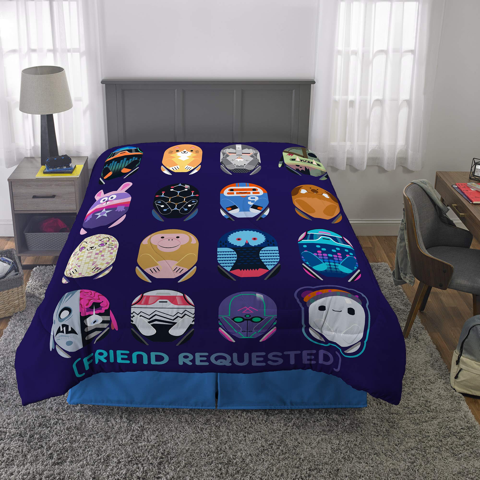 Franco Kids Bedding Super Soft Reversible Comforter Set - Twin/Full Size - Ron's Gone Wrong Themed - Cozy & Durable for Boys & Girls Bedrooms, Sleepovers, and Kids Room Decor