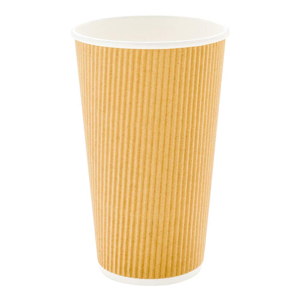 20oz Insulated Double Wall Coffee Cups with Secure Grip - 250 Pack Kraft Paper Ripple Cups | Leakproof & Sustainable | Perfect for Coffee Shops, Cafes & Office Break Rooms | Lids Sold Separately