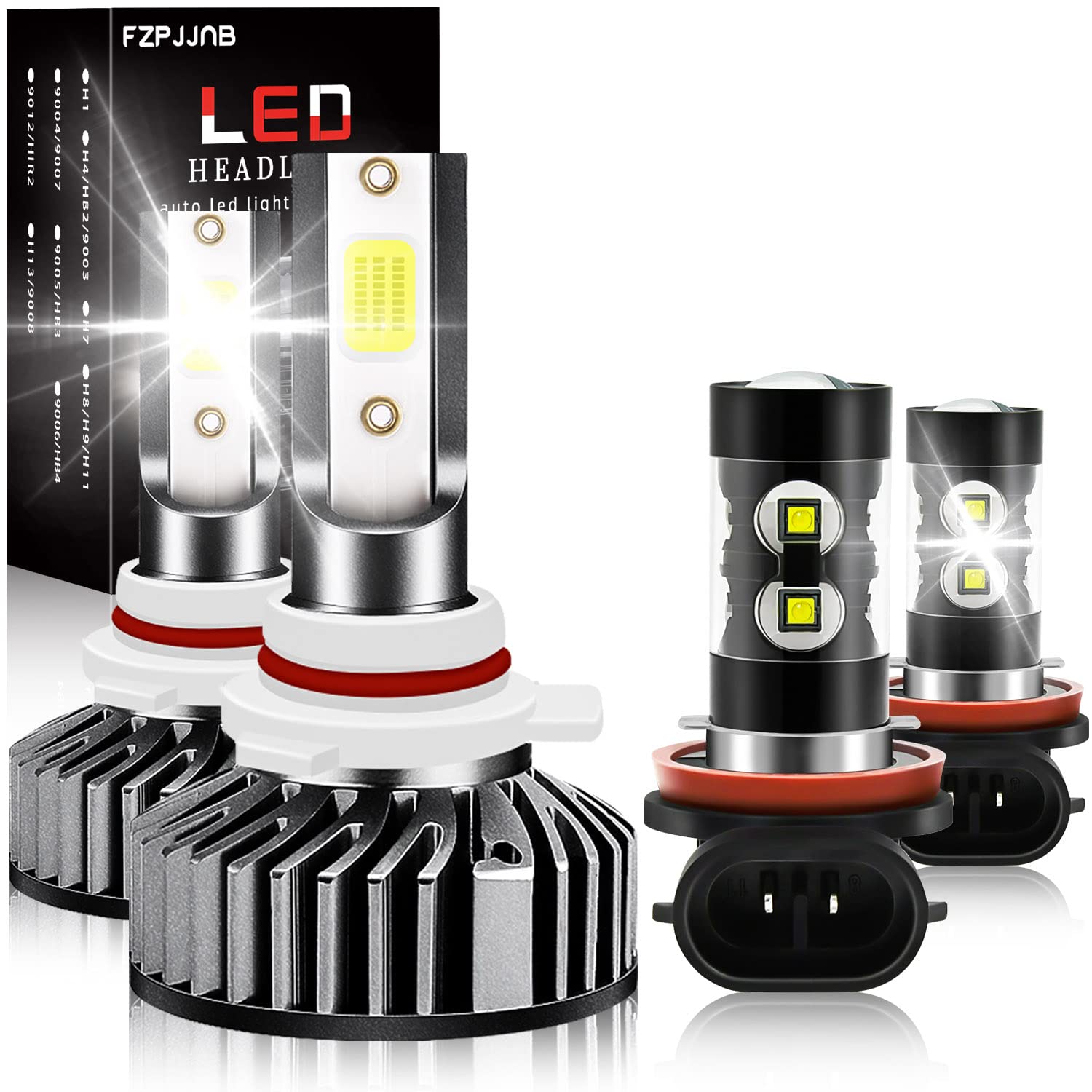 **Dodge Dart (2013-2015) LED Headlight Bulbs - 9012 High/Low Beam & H11 LED Fog Lights - 40,000LM Super Bright - IP68 Waterproof - 6000K Cool White - Plug & Play - Pack of 4 - Upgrade for Night Driving & Off-Road Adventures**