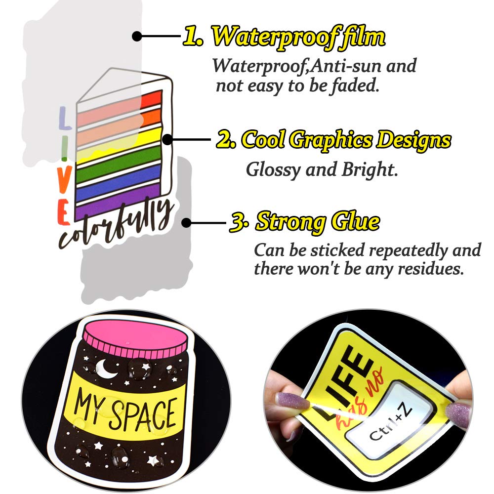 QTL 50Pcs Cute Waterproof Stickers for Girls - VSCO, Hydro Flask, Water Bottles, Laptops - Fun Decals for Teens, Kids & School Supplies | Perfect for DIY Crafts, Scrapbooking & Personalizing Accessories