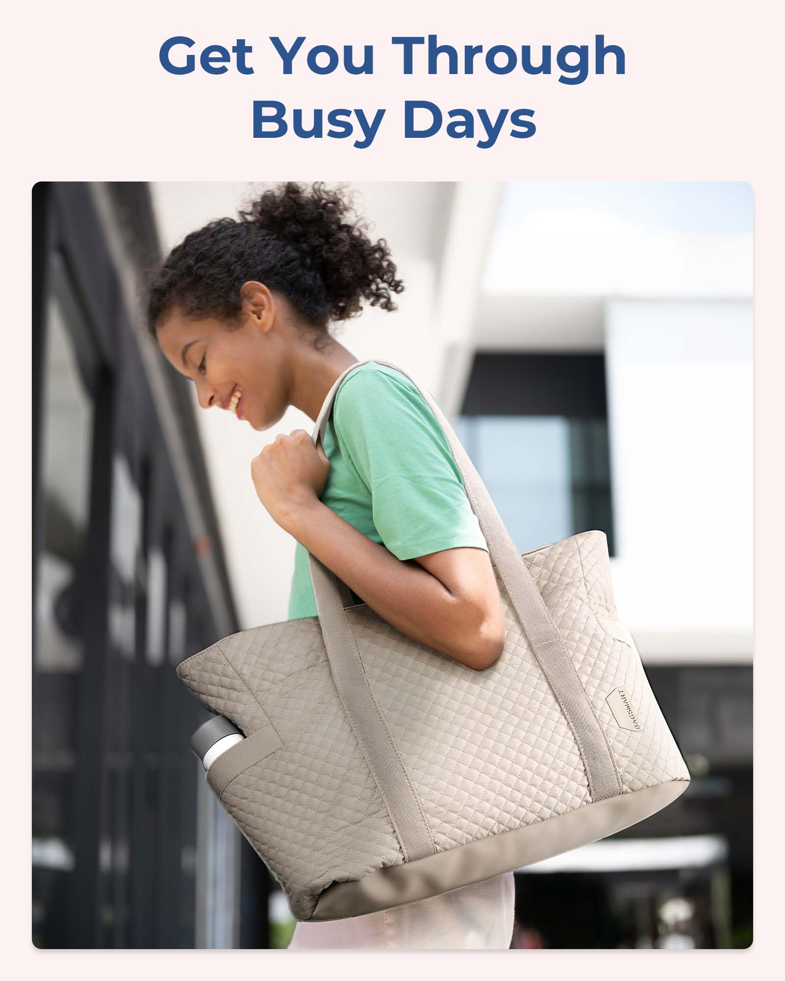 BAGSMART Large Tote Bag for Women - Stylish Travel Shoulder Bag with Top Handle & Yoga Mat Buckle | Perfect for Gym, Work, Travel & Everyday Use | Durable & Spacious Handbag for Yoga, Office & Weekend Getaways