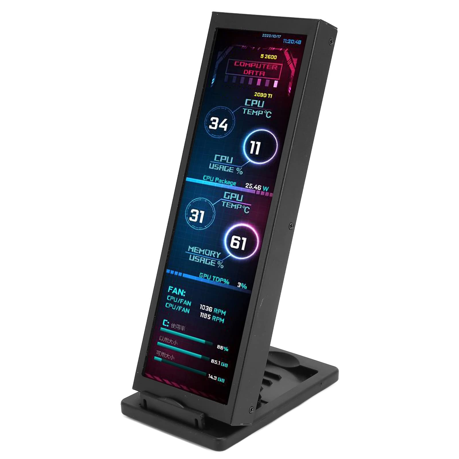 7.9 Inch IPS Monitor - Multi-Function PC CPU Data Display with Theme Editor | Eye Protection Screen for Raspberry Pi, Linux & Windows Systems | Perfect for Home Office, Gaming & DIY Projects