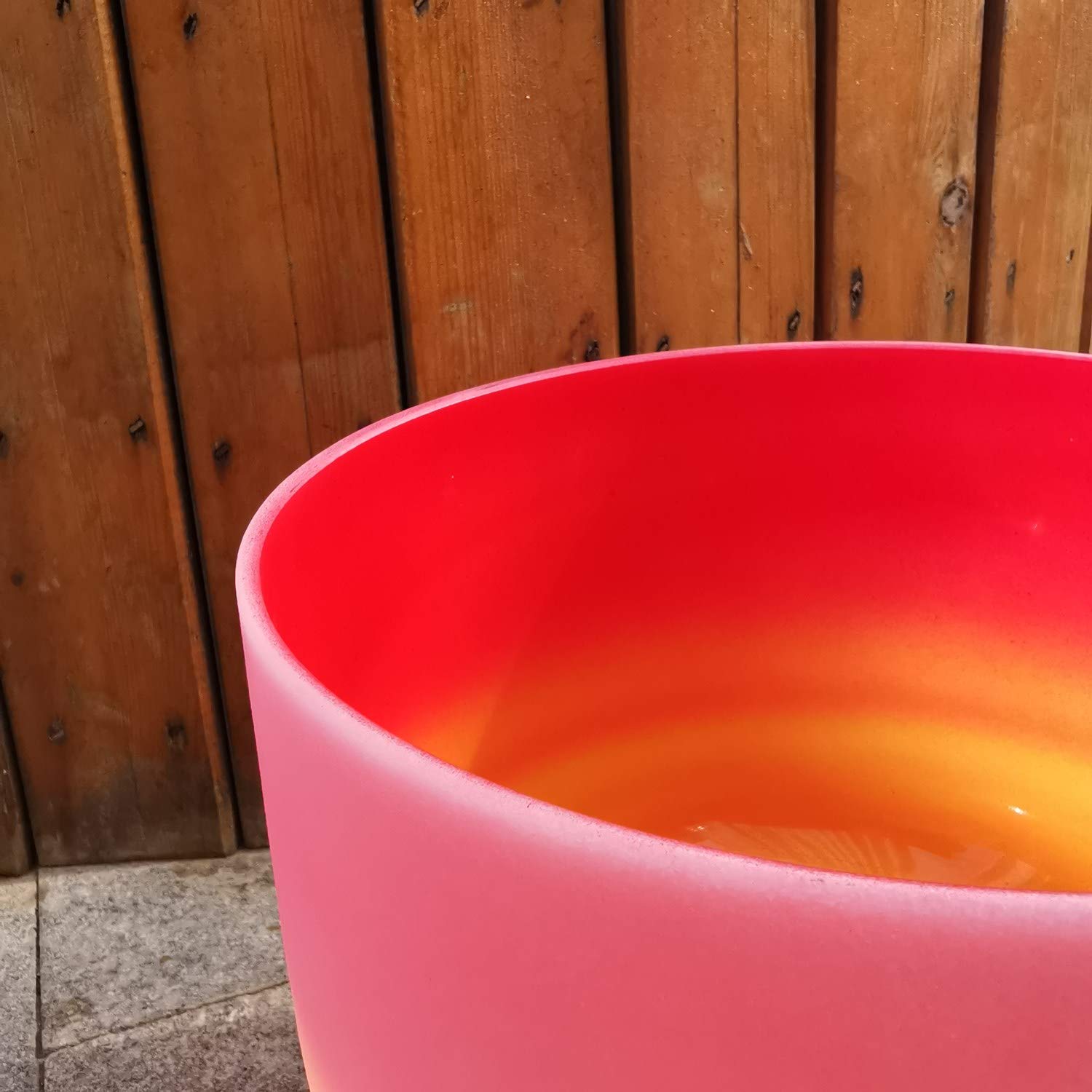 KVKA 10 Inch Rainbow C Note Root Chakra Singing Bowl - Red & Yellow Frosted Quartz Crystal with Carrying Case for Meditation, Yoga, Sound Healing & Chakra Balancing