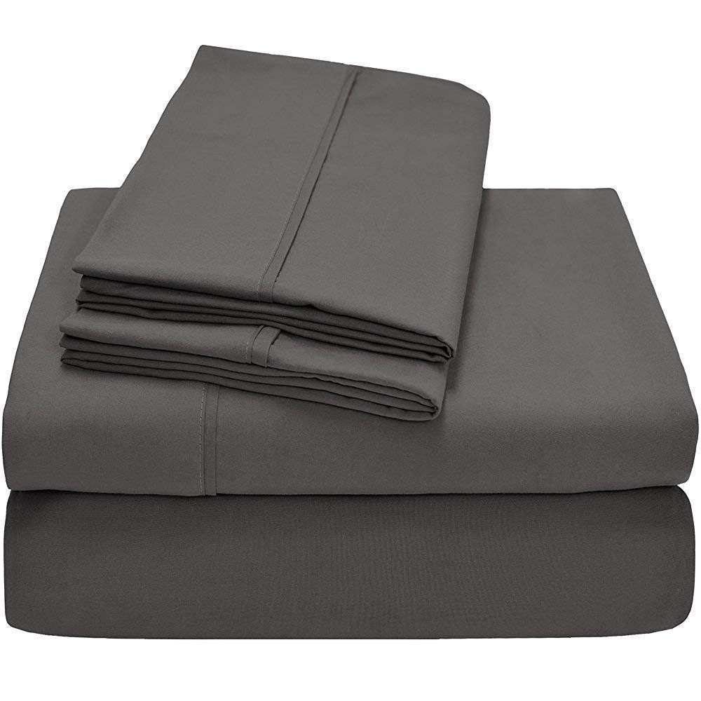 Opulence Bedding 100% Organic Cotton California King Sheet Set - 500 Thread Count, 19 Inch Deep Pocket, Elephant Gray - Ultra Soft & Breathable for Luxury Bedroom Comfort