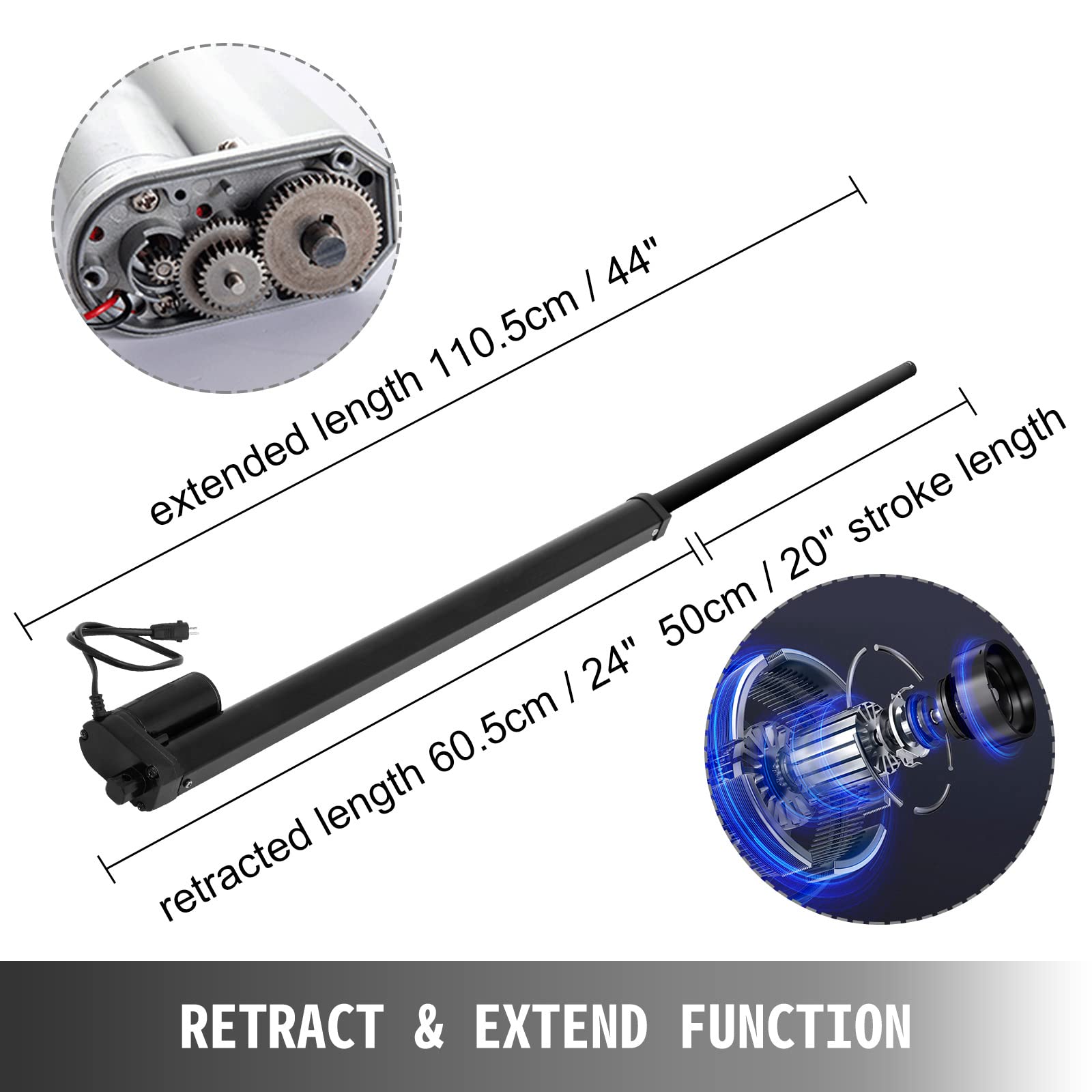 VEVOR 12V Heavy Duty Electric Actuator - 20 Inch Stroke, 900N Force Linear Actuator with Mounting Bracket for Recliners, TV Lift Tables, Massage Beds, Electric Sofas & Home Automation Systems | Perfect for DIY Projects & Furniture Upgrades