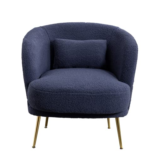 Modern Upholstered Accent Chair with Teddy Armrests & Gold Metal Legs - Comfortable Single Sofa Chair for Living Room, Bedroom, Office - Perfect for Relaxing, Reading & Home Decor